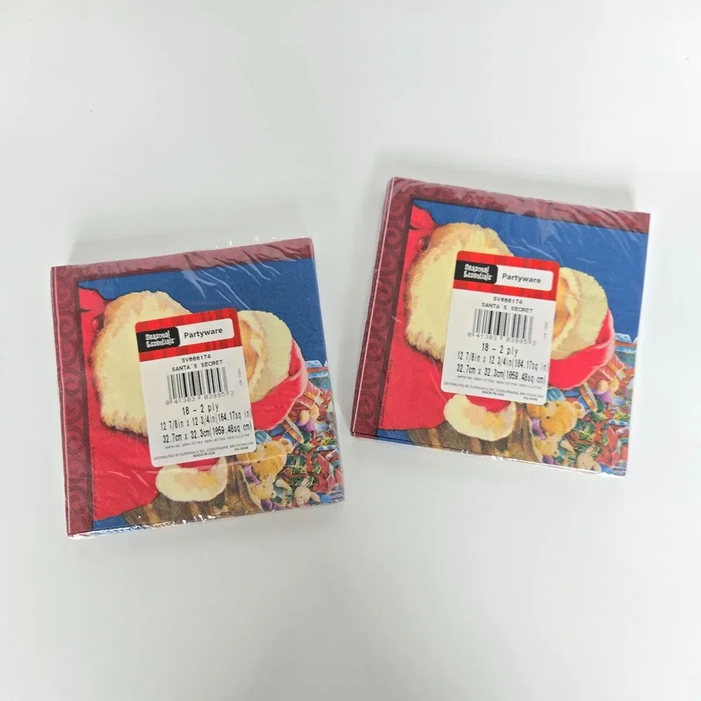 NEW Vintage 36‎ Luncheon Dinner Napkins Santa Sealed NOS 13 x 13 Made in USA NIP